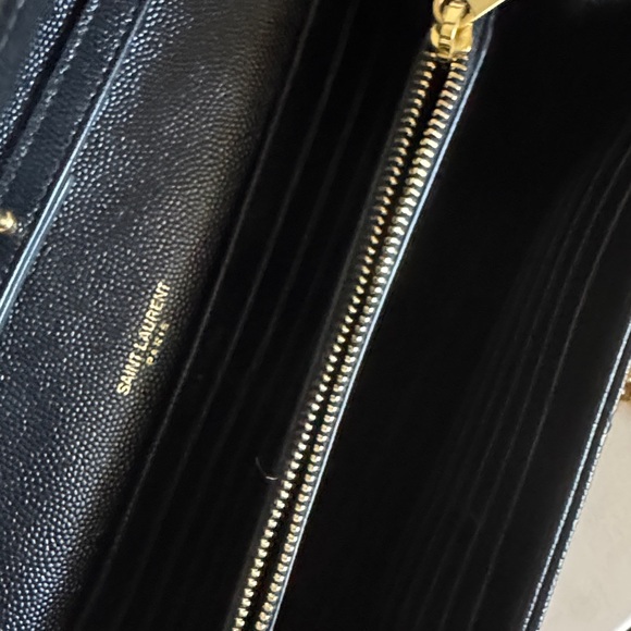 Yves Saint Laurent Black Clutch with Gold Chain - Picture 4 of 11